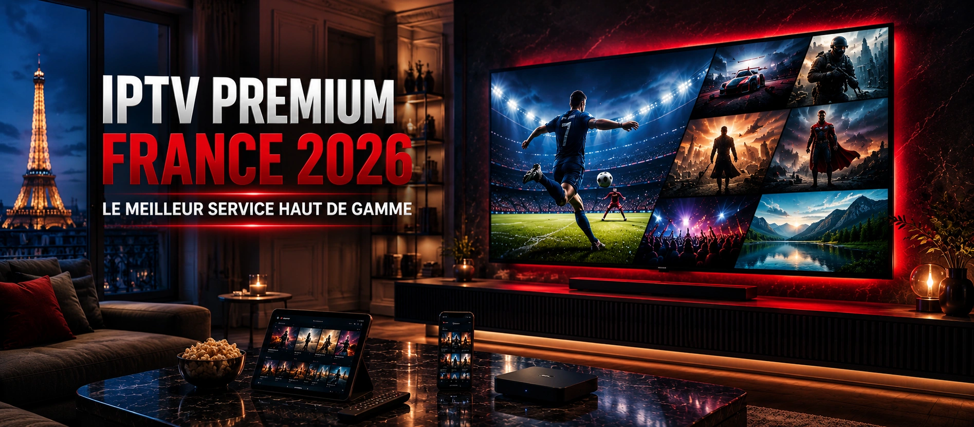 IPTV Premium France 2026 avec Smart TV 4K et expérience de streaming haut de gamme.