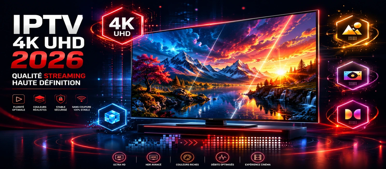 iptv 4k uhd 2026 qualité streaming hdr10 dolby vision codec hevc av1