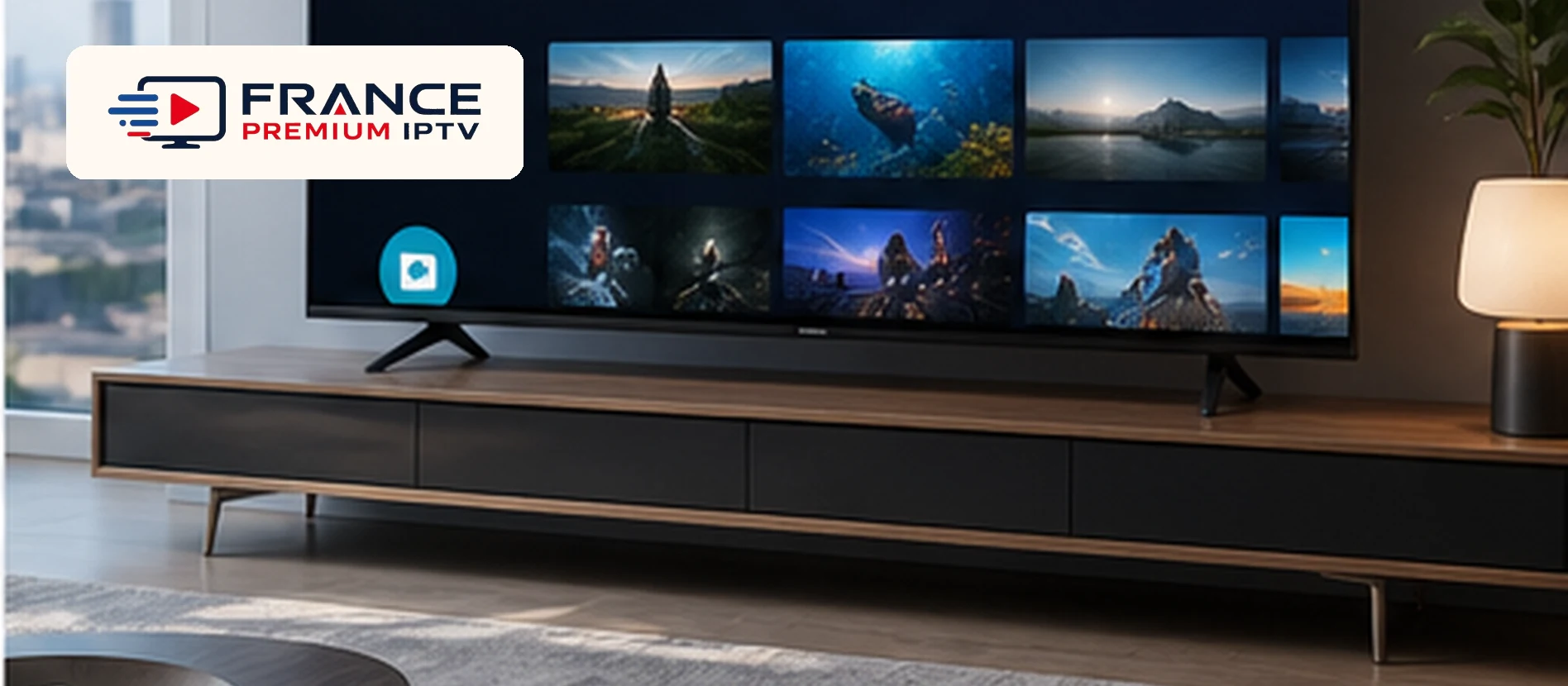 iptv sur sony bravia en 2026 avec logo France Premium IPTV entièrement visible